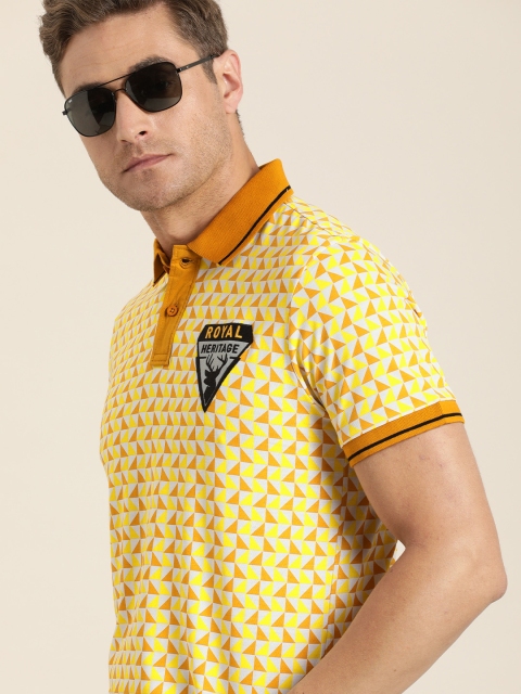 

Moda Rapido Men Mustard Printed Polo Collar T-shirt