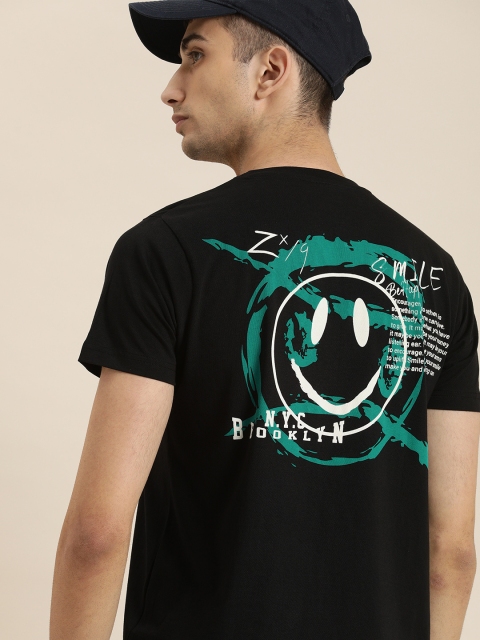 

Moda Rapido Men Black Back Printed Round Neck T-shirt