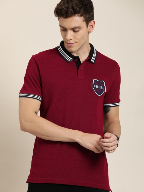 

Moda Rapido Men Maroon Solid Polo Collar Pure Cotton T-shirt