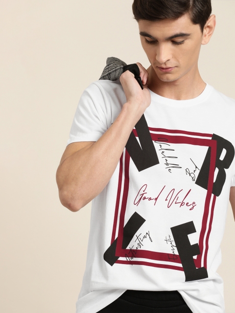 

Moda Rapido Men White Printed Round Neck T-shirt