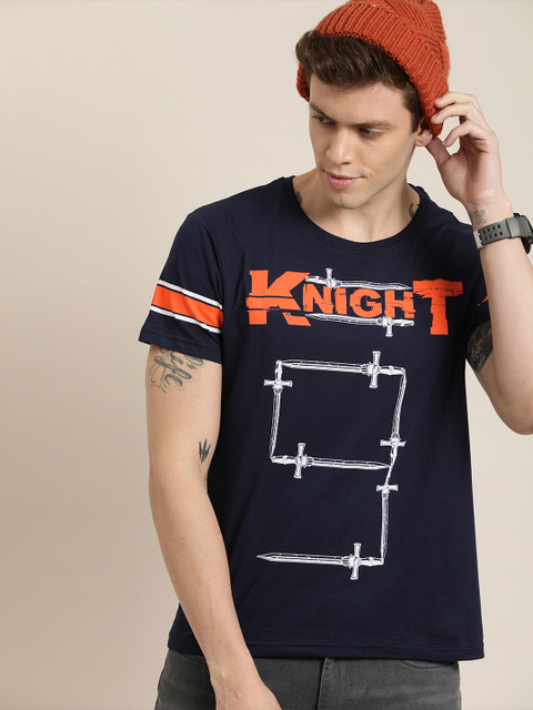 

Moda Rapido Men Navy Blue Printed Round Neck T-shirt