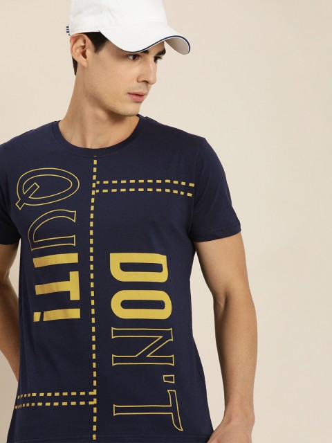 

Moda Rapido Men Navy Blue Printed Round Neck T-shirt