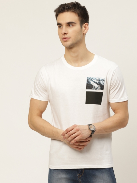 

Moda Rapido Men White Printed Pure Cotton Round Neck T-shirt