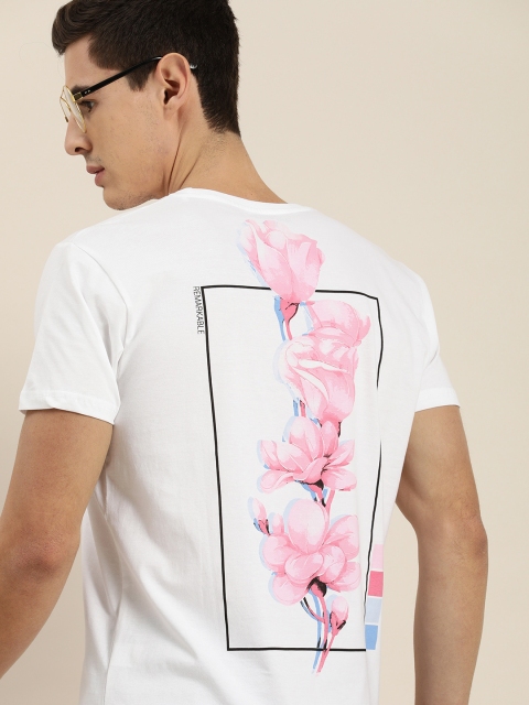 

Moda Rapido Men White Back Printed Round Neck Pure Cotton T-shirt