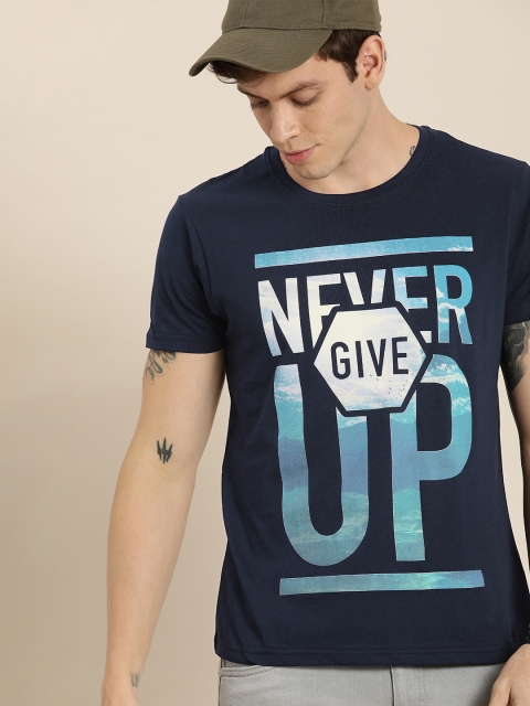 

Moda Rapido Men Blue Printed Round Neck T-shirt