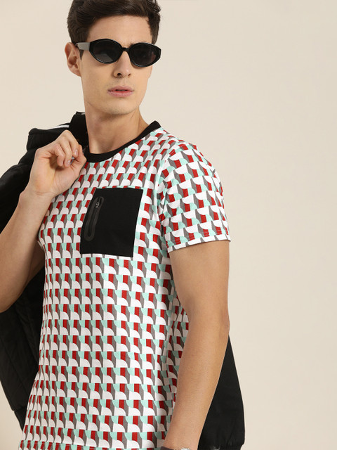 

Moda Rapido Men White Printed Round Neck T-shirt