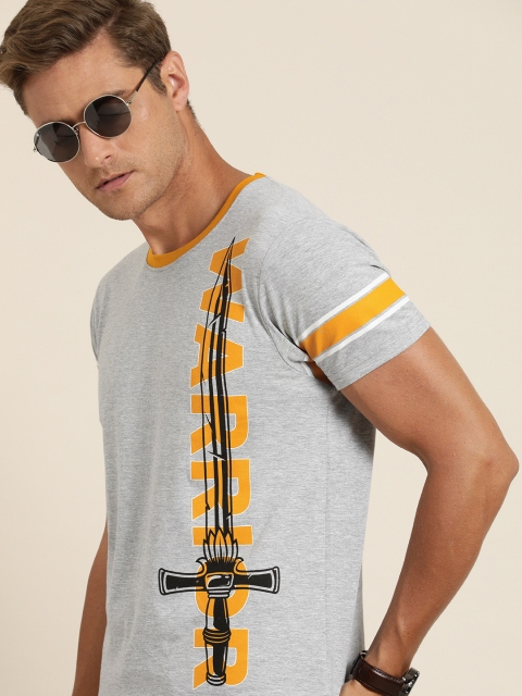 

Moda Rapido Men Grey Melange Printed Round Neck T-shirt