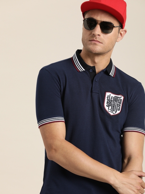 

Moda Rapido Men Navy Blue Solid Polo Collar T-shirt