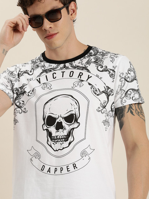 

Moda Rapido Men White Printed Round Neck T-shirt