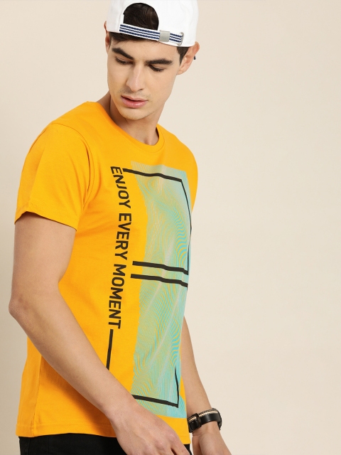 

Moda Rapido Men Yellow Printed Round Neck T-shirt