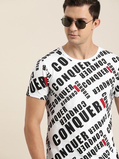 

Moda Rapido Men White Printed Round Neck T-shirt