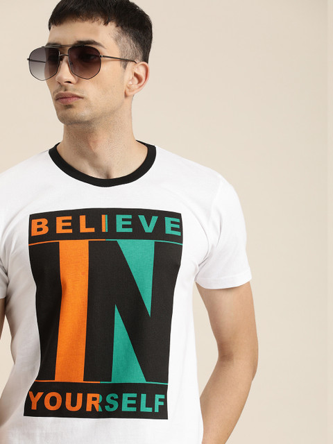 

Moda Rapido Men White Printed Round Neck T-shirt