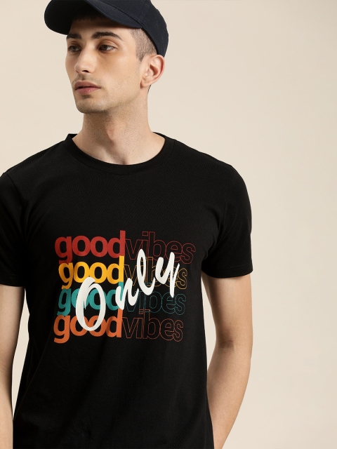 

Moda Rapido Men Black Printed Round Neck T-shirt