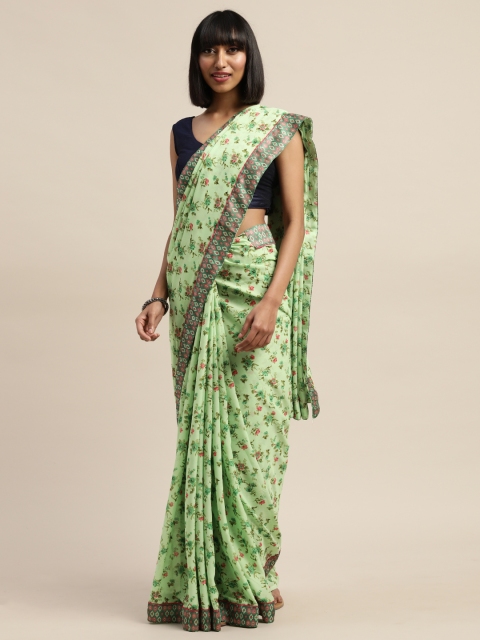 

Mitera Green Printed Poly Georgette Saree