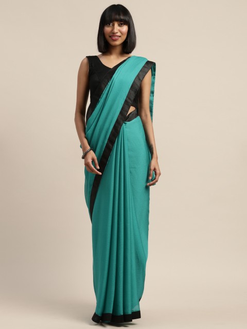 

Mitera Sea Green Solid Poly Chiffon Saree