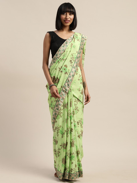 

Mitera Green Printed Poly Georgette Saree