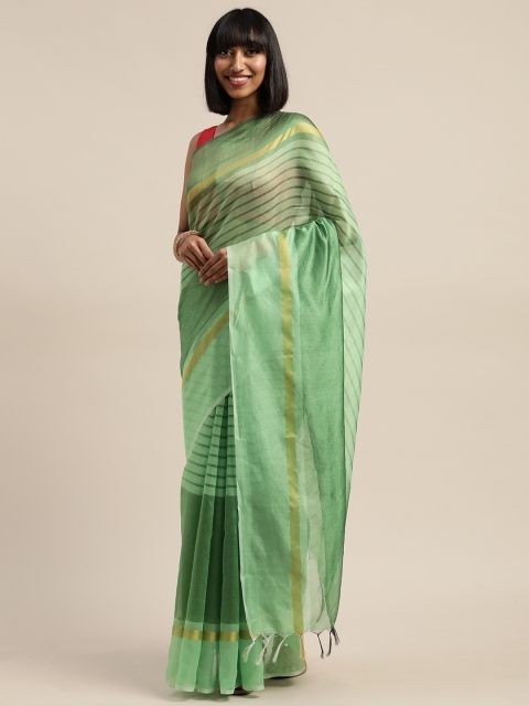 

KALINI Green Striped Art Silk Saree