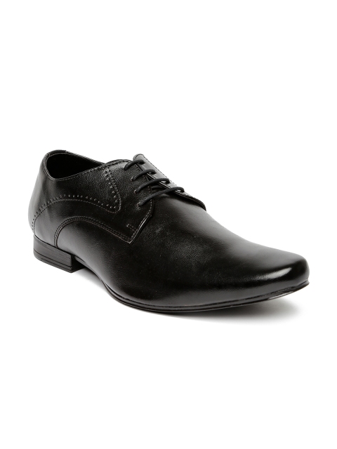 

Franco Leone Men Black Leather Derby Formal Shoes