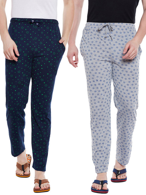 

VIMAL JONNEY Men Pack of 2 Printed Lounge Pants, Grey melange