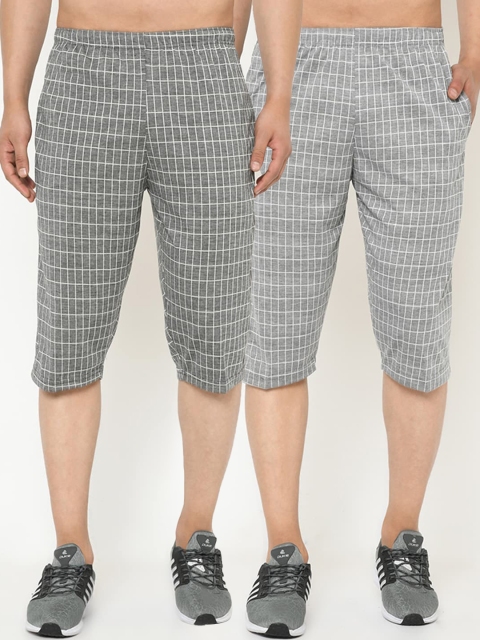 

VIMAL JONNEY Men Pack Of 2 Printed Lounge Shorts, Grey