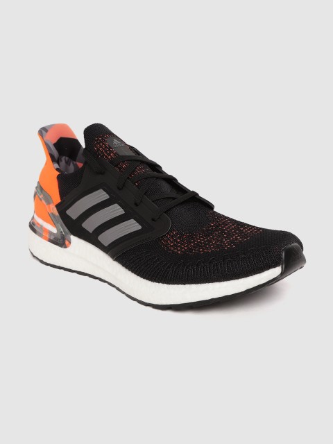 

ADIDAS Men Black & Orange Woven Design UltraBoost 20 Running Shoes