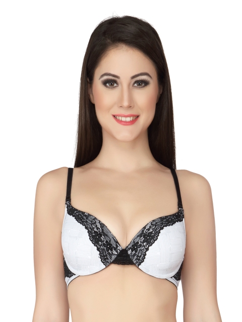 

Soie White Printed Seamless Bra FB-517MESH