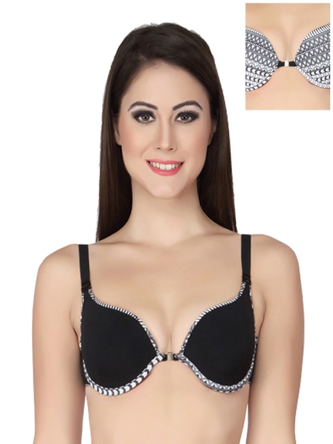 

Soie Black Reversible Front-Open Bra FB-518TRIBAL