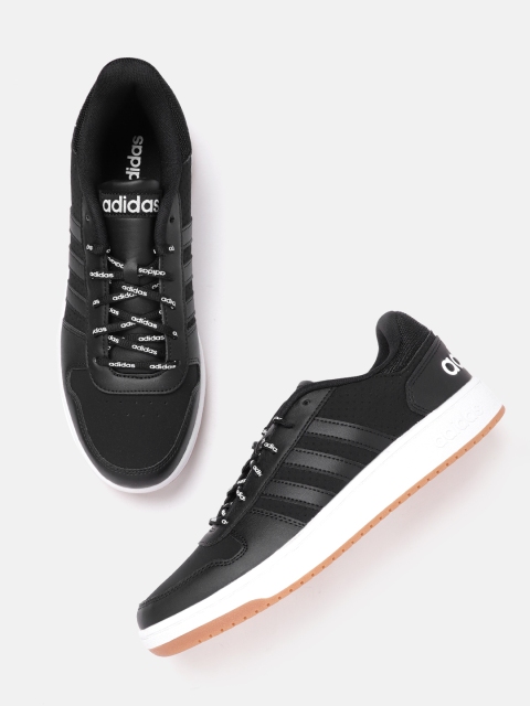

ADIDAS Men Black & White Striped Hoops 2.0 Sneakers