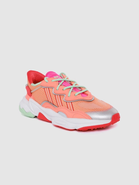 

ADIDAS Originals Women Coral Orange OZWEEGO Wide Woven Design Sneakers