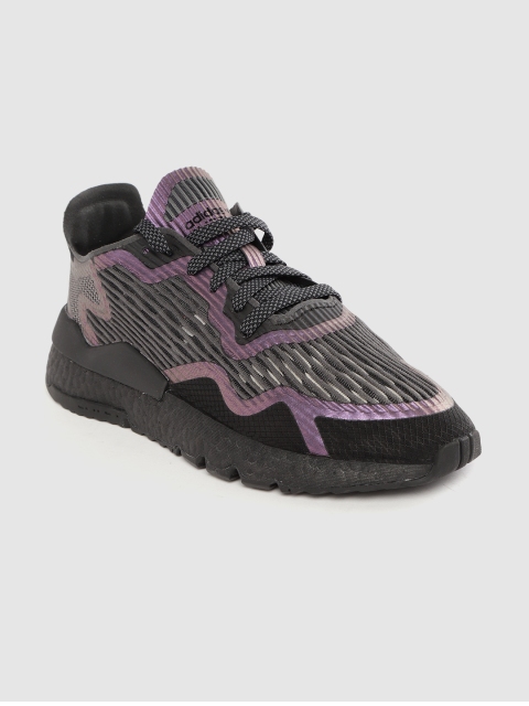 

ADIDAS Originals Men Black &Charcoal Grey Woven Design Nite Jogger Fluid Sneakers