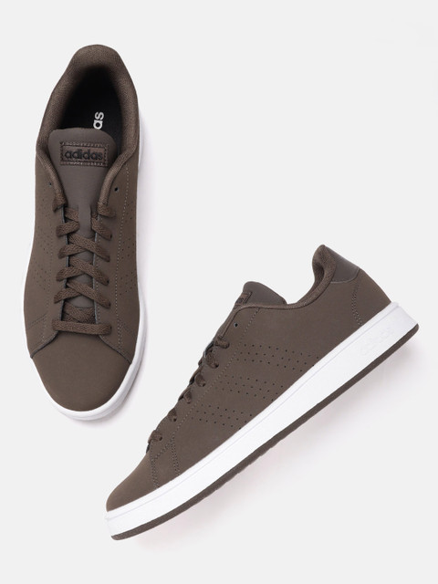 

ADIDAS Men Coffee Brown Perforated Advantage Base Sneakers