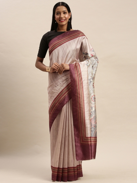

Mitera Beige Art Silk Printed Banarasi Saree