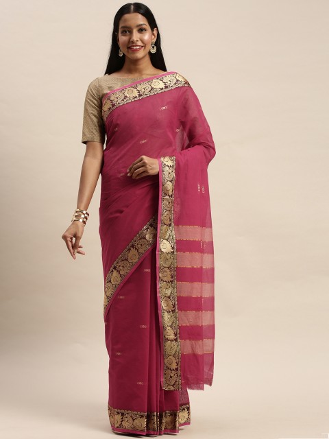 

Mitera Pink Silk Cotton Woven Design Baluchari Handloom Saree