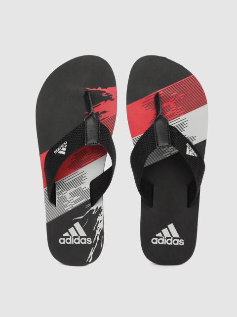 

ADIDAS Men Black & Red Brand Logo Print Thong Flip-Flops