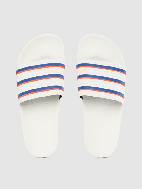

ADIDAS Originals Men White & Navy Blue Adilette Striped Sliders