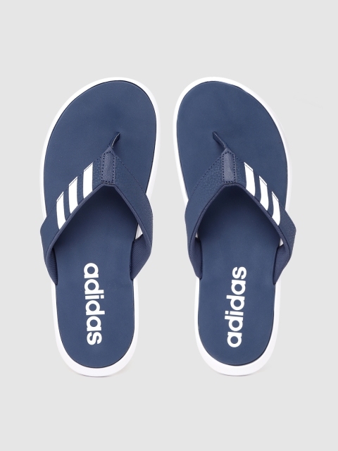 

ADIDAS Men Navy Blue & White Striped Comfort Thong Flip-Flops