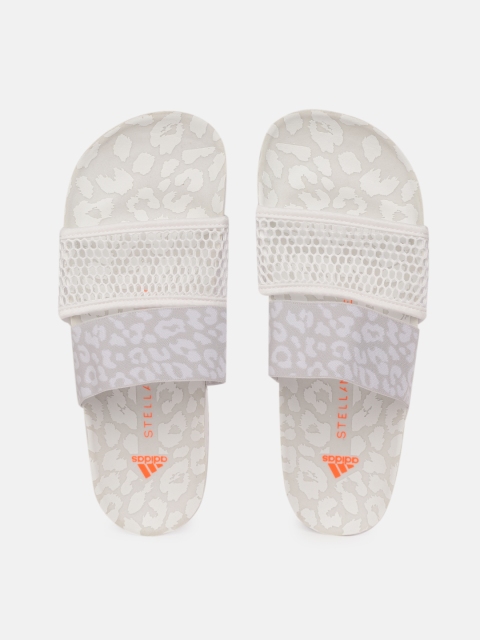 

ADIDAS Women White & Cream-Coloured Leopard Print Stella-lette Sliders
