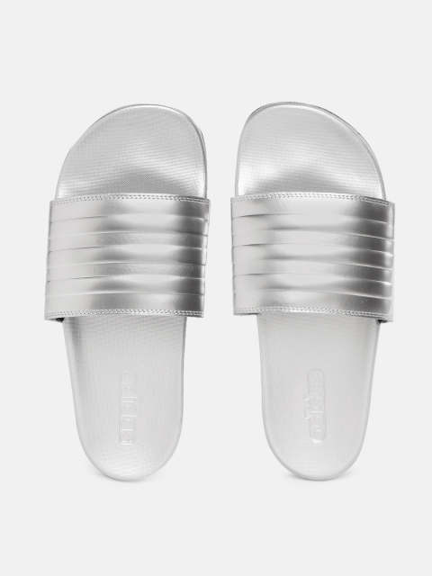 

ADIDAS Women Silver-Toned Quilted Adilette Sliders