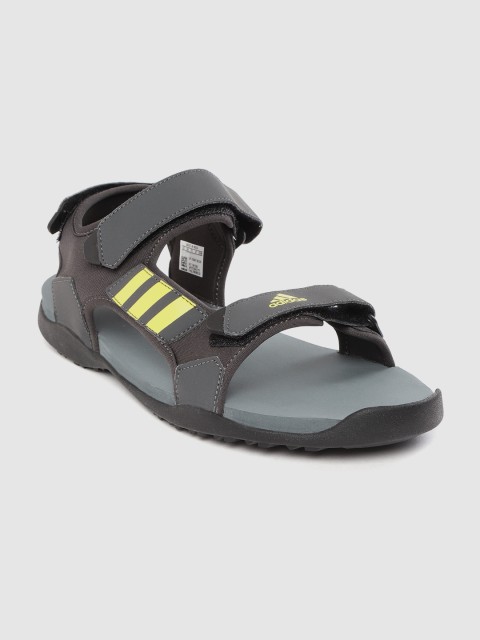 

ADIDAS Men Charcoal Grey Brand Logo Print Comfort ADI Sports Sandals