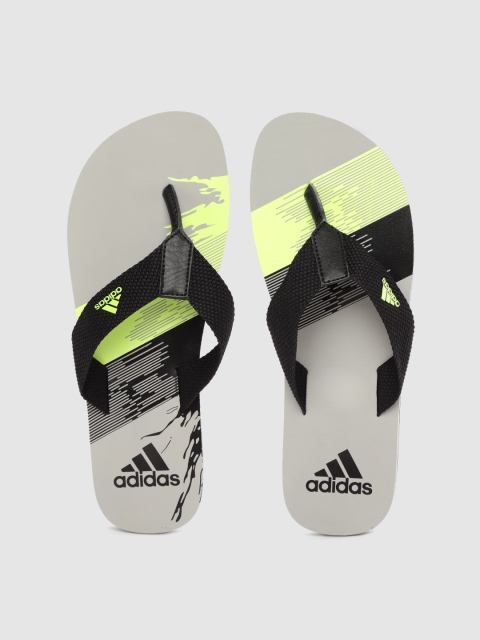 

ADIDAS Men Black & Grey Brand Logo Print Thong Flip-Flops