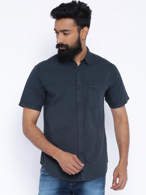 

Blue Saint Men Navy Casual Solid Regular Fit Casual Shirt, Navy blue