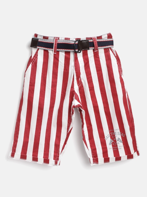 

RUFF Boys Red & White Striped Slim Fit Shorts
