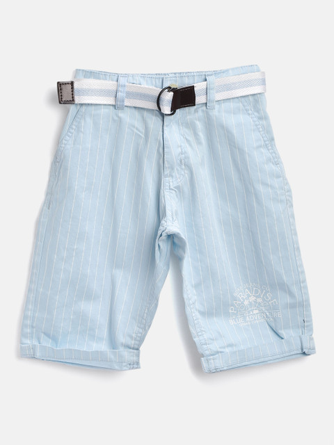 

RUFF Boys Blue & White Striped Slim Fit Shorts