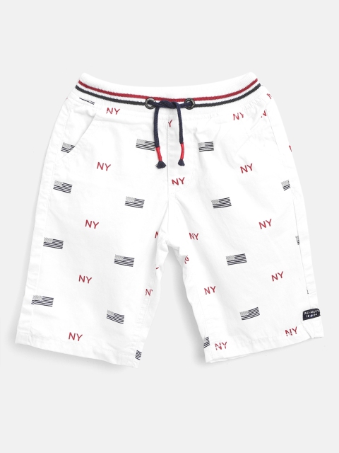 

RUFF Boys White & Black Printed Slim Fit Shorts