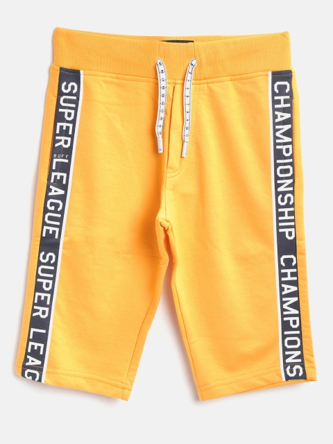 

RUFF Boys Yellow Printed Slim Fit Shorts