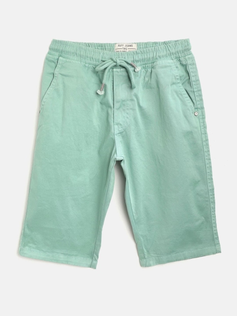 

RUFF Boys Sea Green Solid Slim Fit Regular Shorts