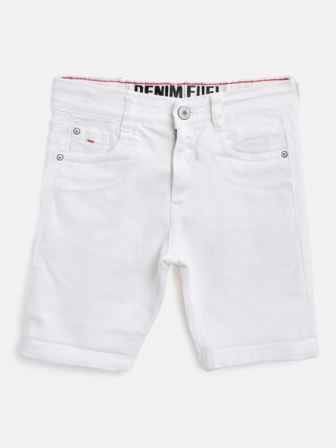 

RUFF Boys White Solid Slim Fit Shorts