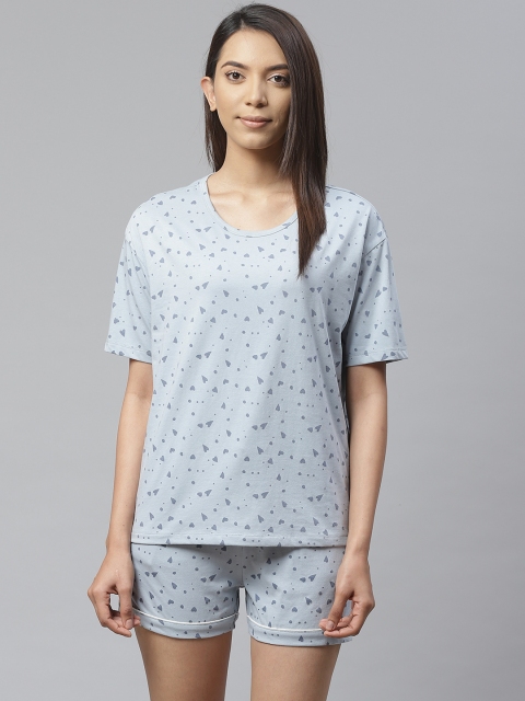 

VividArtsy Women Blue Conversational Print Nightsuit