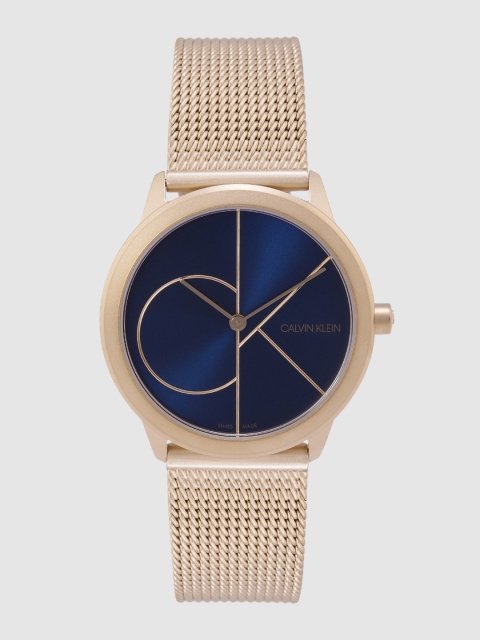 

Calvin Klein Unisex Navy Blue Gold-Plated Analogue Watch K3M5255N