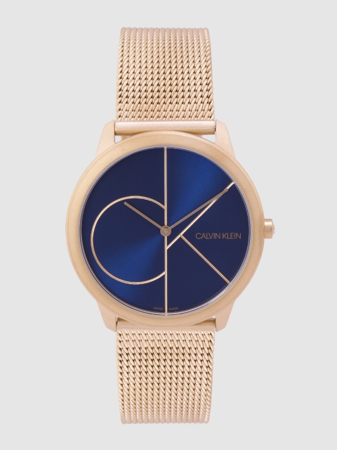 

Calvin Klein Men Navy Blue Analogue Gold-Plated Watch K3M5155N